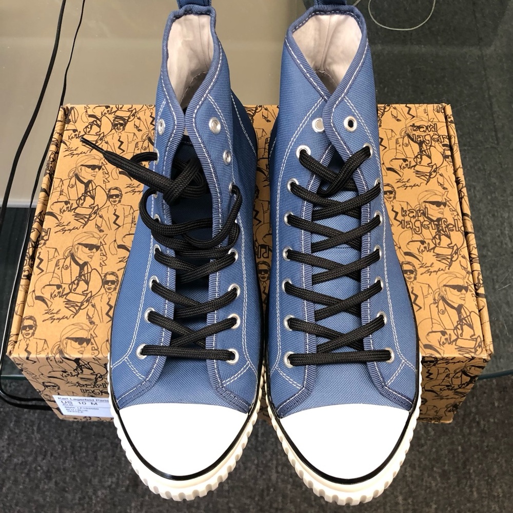 KARL LAGERFELD MENS SNEAKERS BLUE TEXTILE STYLE LF1S2050 US 10 EUR 43